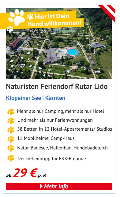 Naturisten Feriendorf Rutar Lido in Kärnten